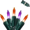 Joiedomi 100 Purple and Orange LED Green Wire String Lights 26.25ft - Halloween Decorations
