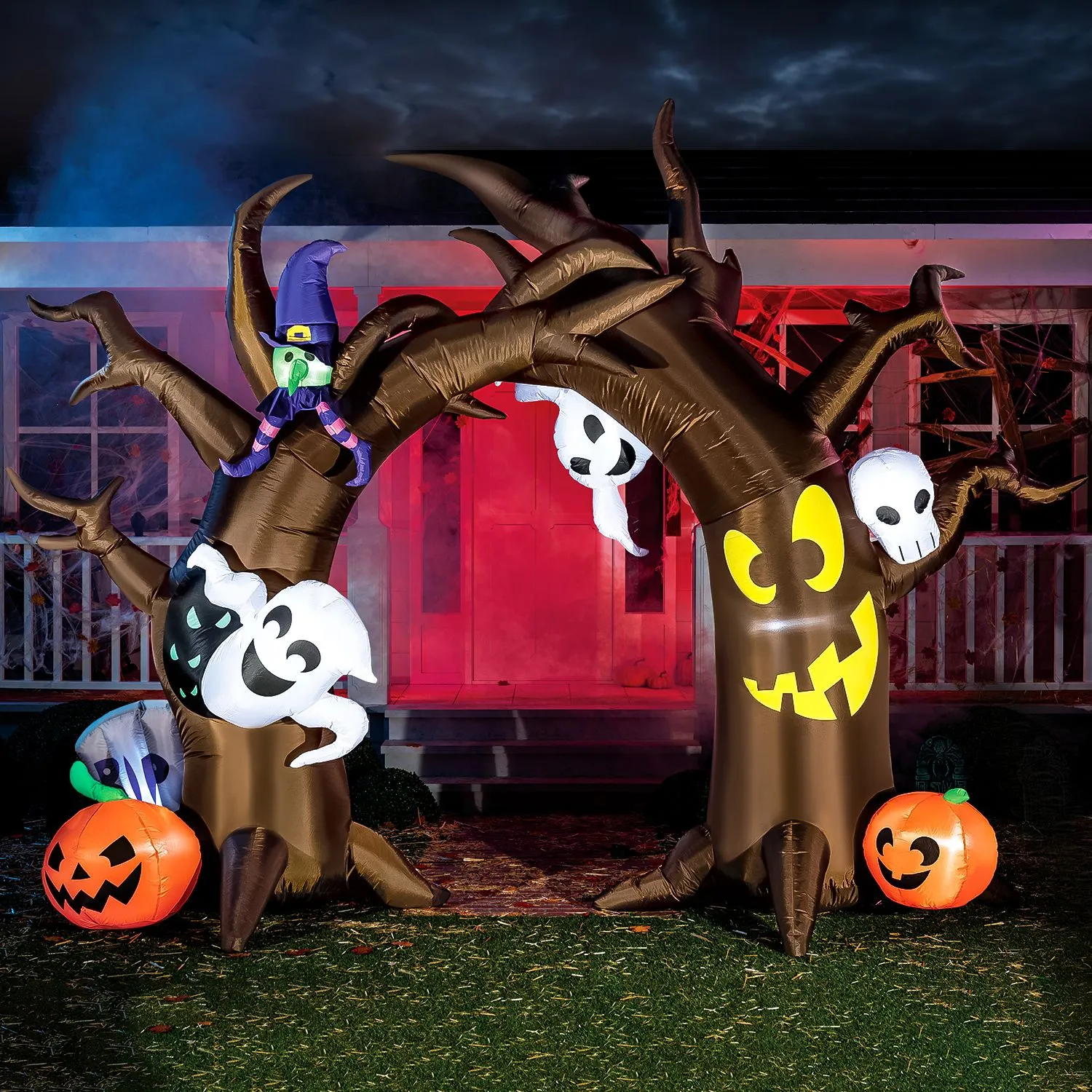 Joiedomi 10ft Halloween Inflatable Tree Archway with Skulls and Characters - Halloween Decorations