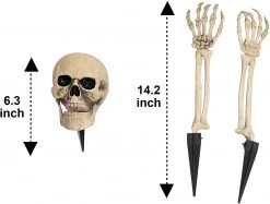 Joyin 3Pcs Lighted Skull and Skeleton Arms Groundbreaker Stakes (Green Light) - Halloween Decorations -Spooky Home Decor 12847 2