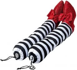 Joyin 2Pcs Witch Legs with Stakes (Red Shoes & Black and White Stripe), - Halloween Decorations -Spooky Home Decor 13489 3