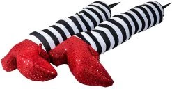 Joyin 2Pcs Witch Legs with Stakes (Red Shoes & Black and White Stripe), - Halloween Decorations -Spooky Home Decor 13489 5