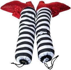 Joyin 2Pcs Witch Legs with Stakes (Red Shoes & Black and White Stripe), - Halloween Decorations -Spooky Home Decor 13489 7