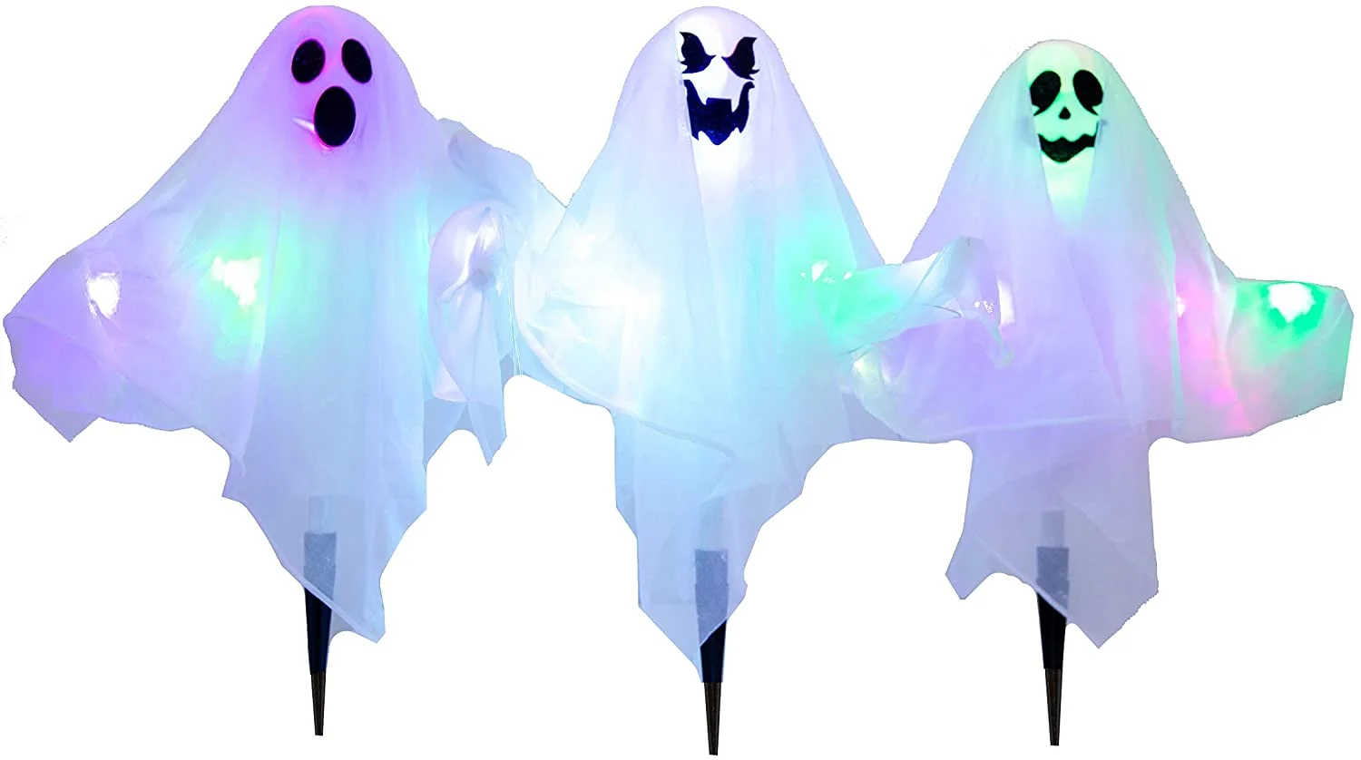 Joyin 3 Pcs Halloween Light-up Ghost Yard Stake Decorations - Halloween Decorations