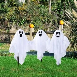 Joyin 3 Pcs Halloween Light-up Ghost Yard Stake Decorations - Halloween Decorations -Spooky Home Decor 13515 3