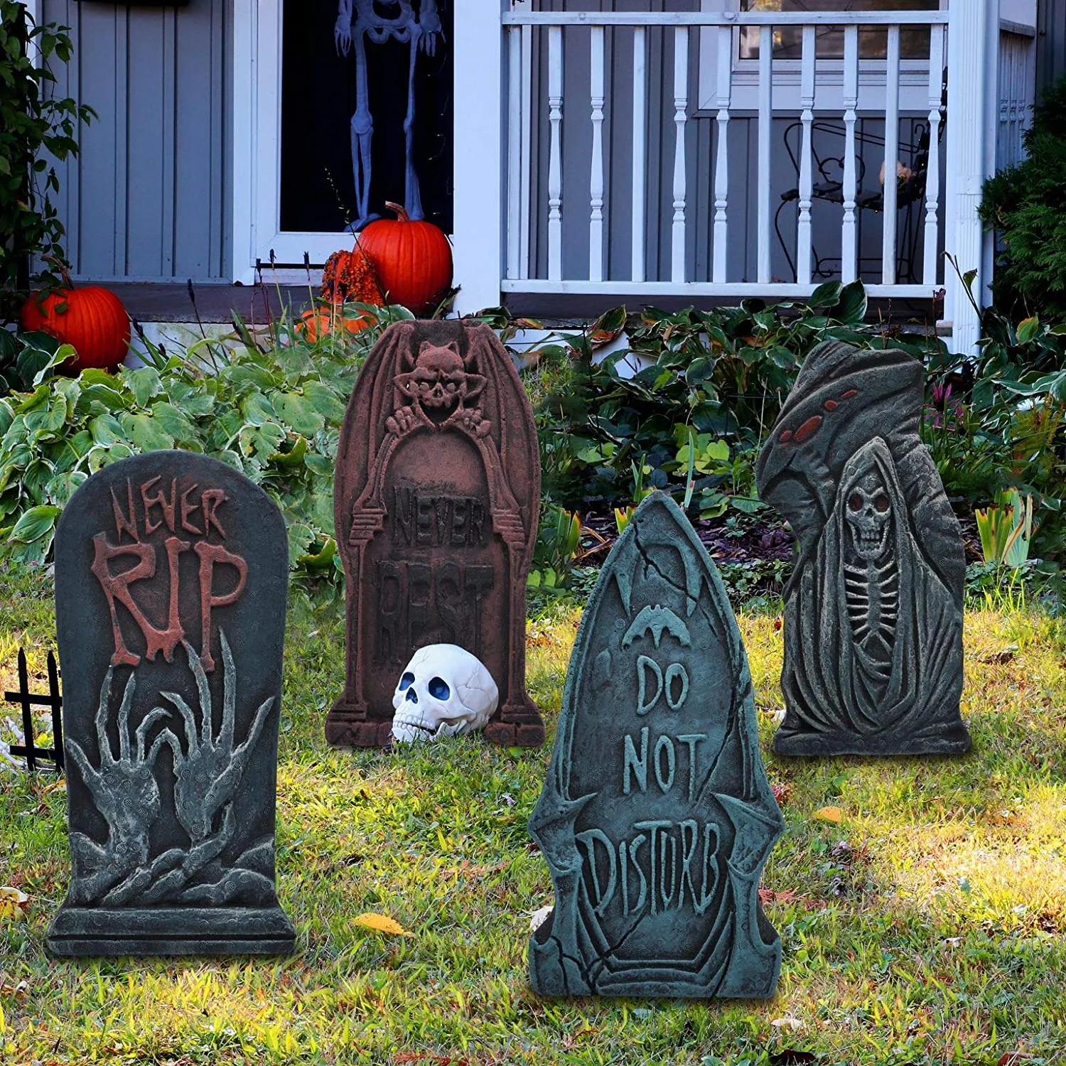 Joyin 6Pcs Tombstone In Grim Reaper Design Decorations 17in - Halloween Decorations