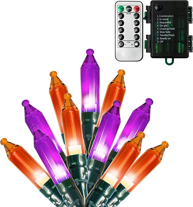 Joiedomi Battery Powered Orange & Purple LED String Lights 17.3ft - Halloween Decorations