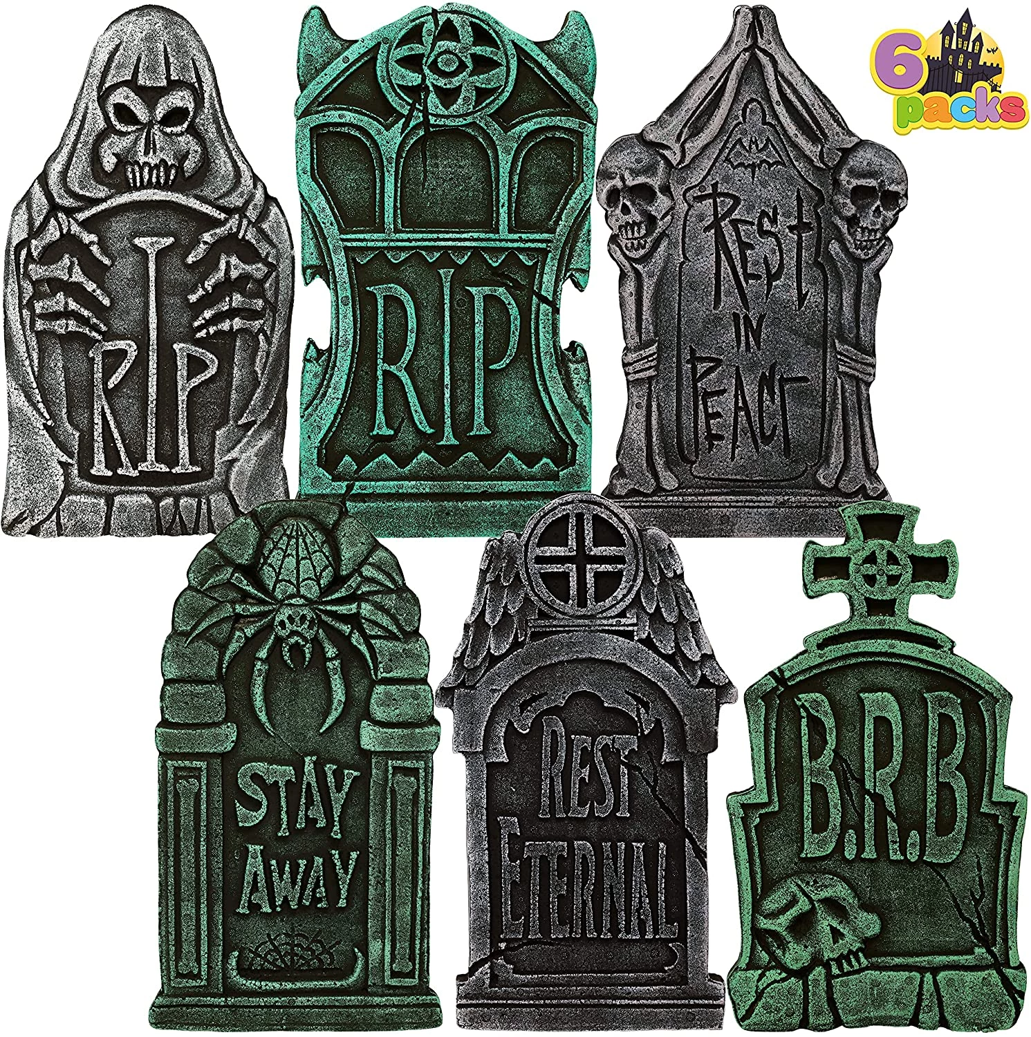 Joyin 6Pcs Foam Graveyard Tombstone 16.9in - Halloween Decorations 1 Joyin 6Pcs Foam Graveyard Tombstone 16.9in - Halloween Decorations