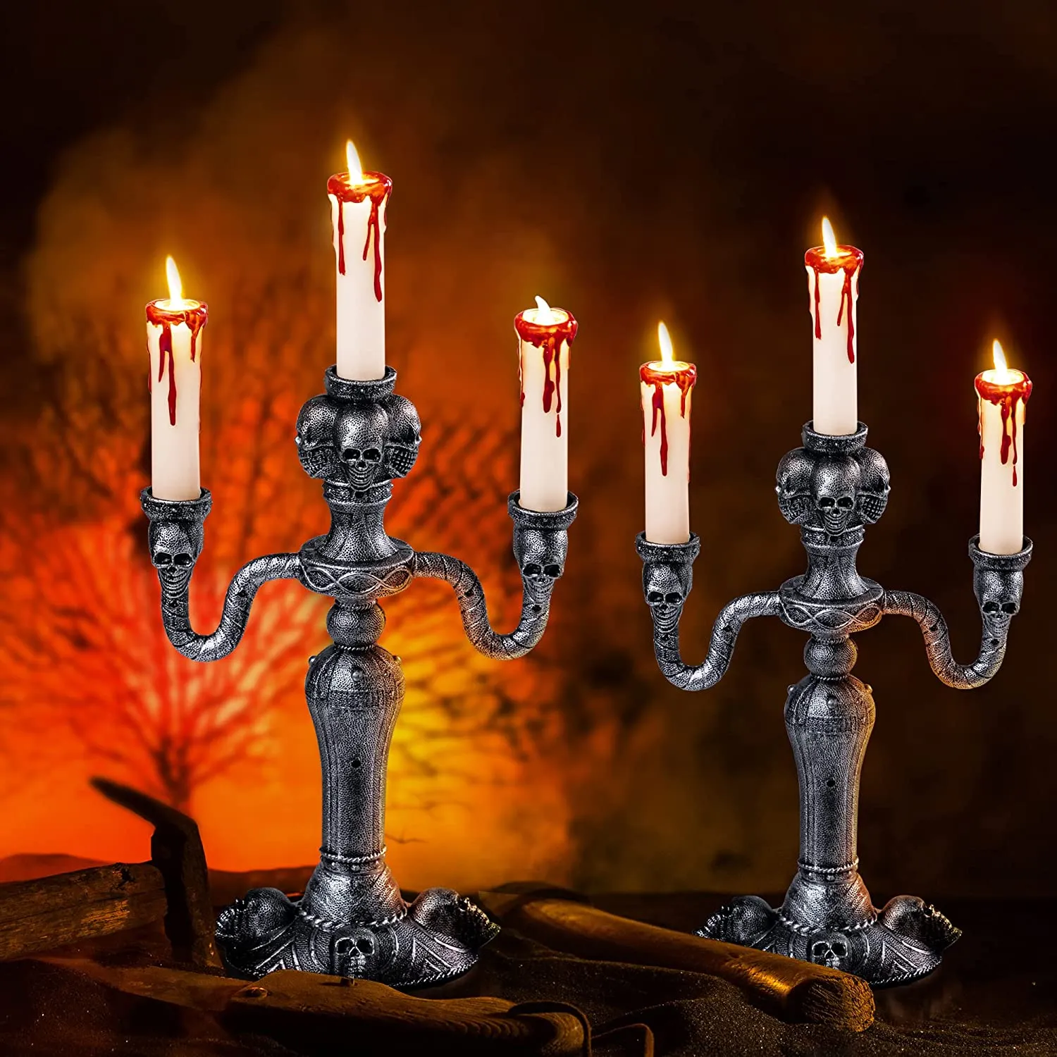 Joyin 2 Pcs Light Up Haunted Candelabra - Halloween Decorations