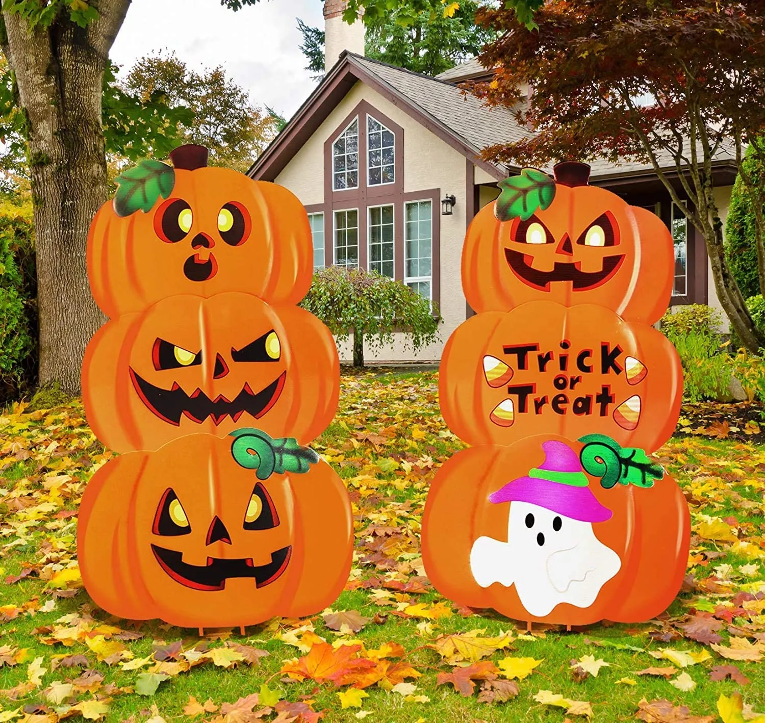 Joyin 2Pcs Metal Halloween Pumpkin & Ghost Yard Signs - Halloween Decorations