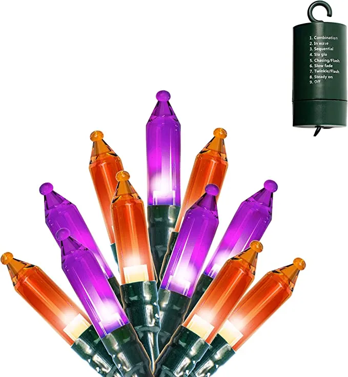 Joiedomi 200-Count Orange & Purple Battery Operated LED String Lights 67.3ft - Halloween Decorations