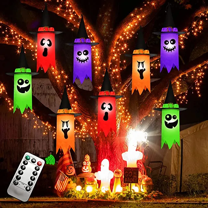 Joyin 8Pcs Light-up Hanging Ghost (Remote Control) 24in - Halloween Decorations