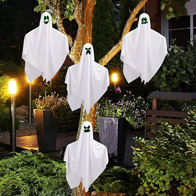 Joyin 4Pcs Halloween Glow-in-the-dark Hanging Ghosts 27.5in - Halloween Decorations