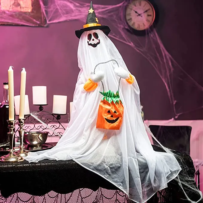 Joyin Animated Ghost with Pumpkin Bag 28in - Halloween Decorations 6 Joyin Animated Ghost with Pumpkin Bag 28in - Halloween Decorations - Image 6