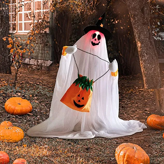 Joyin Animated Ghost with Pumpkin Bag 28in - Halloween Decorations