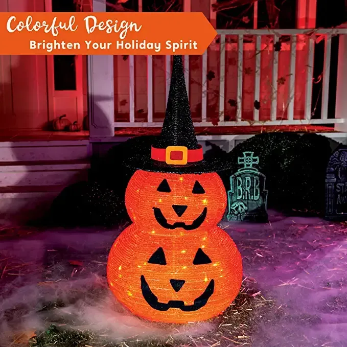 Joiedomi Halloween Tinsel Collapsible Pumpkin Light Decorations 3ft - Halloween Decorations 3 Joiedomi Halloween Tinsel Collapsible Pumpkin Light Decorations 3ft - Halloween Decorations - Image 3