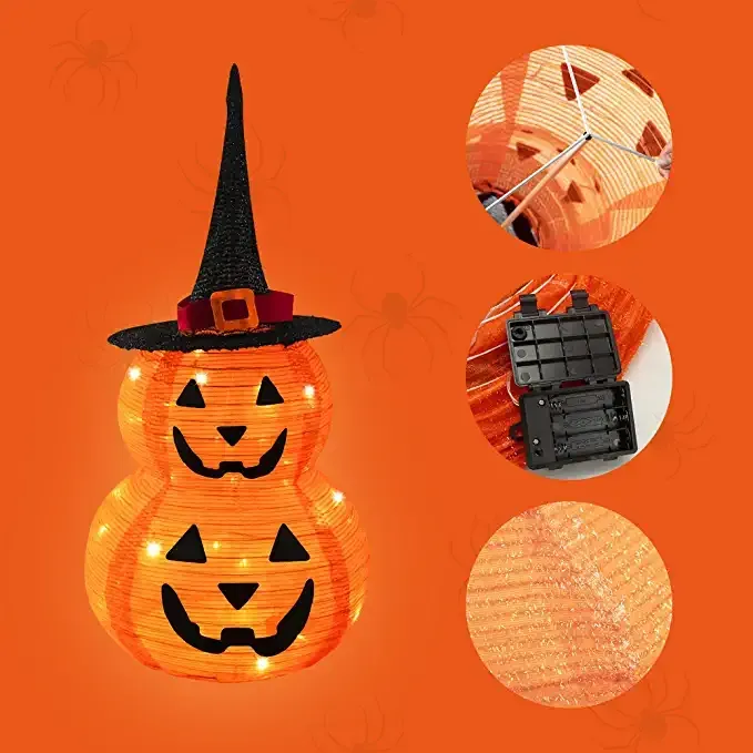 Joiedomi Halloween Tinsel Collapsible Pumpkin Light Decorations 3ft - Halloween Decorations 5 Joiedomi Halloween Tinsel Collapsible Pumpkin Light Decorations 3ft - Halloween Decorations - Image 5