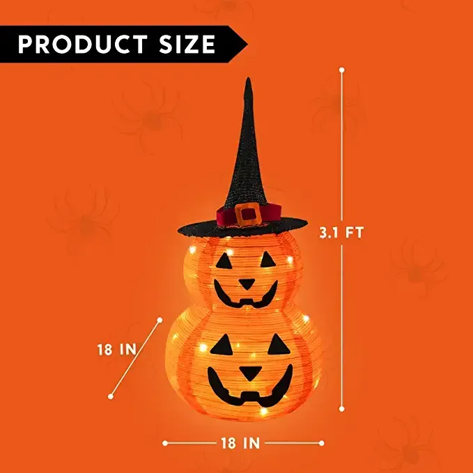 Joiedomi Halloween Tinsel Collapsible Pumpkin Light Decorations 3ft - Halloween Decorations 4 Joiedomi Halloween Tinsel Collapsible Pumpkin Light Decorations 3ft - Halloween Decorations - Image 4