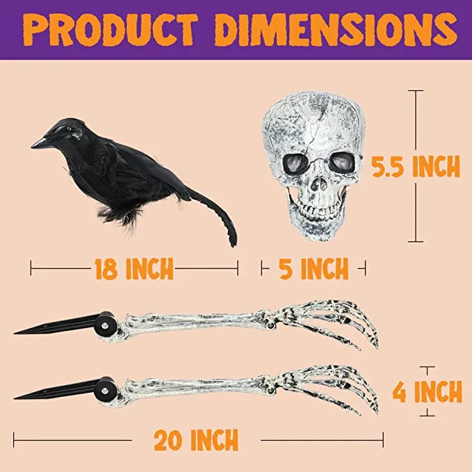Joyin 3 Pcs Skeleton Yard Stake With 2 Crows - Halloween Decorations 6 Joyin 3 Pcs Skeleton Yard Stake With 2 Crows - Halloween Decorations - Image 6