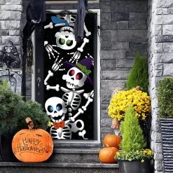 Joyin 3pcs Cute Skeleton Family Door Cover 3D 30in x 72in - Halloween Decorations