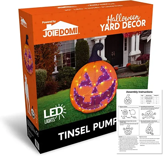 Joiedomi LED Yard Lights - Tinsel Pumpkin (1 Head) 30in - Halloween Decorations 6 Joiedomi LED Yard Lights - Tinsel Pumpkin (1 Head) 30in - Halloween Decorations - Image 6