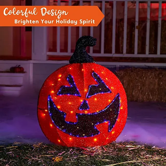 Joiedomi LED Yard Lights - Tinsel Pumpkin (1 Head) 30in - Halloween Decorations 3 Joiedomi LED Yard Lights - Tinsel Pumpkin (1 Head) 30in - Halloween Decorations - Image 3