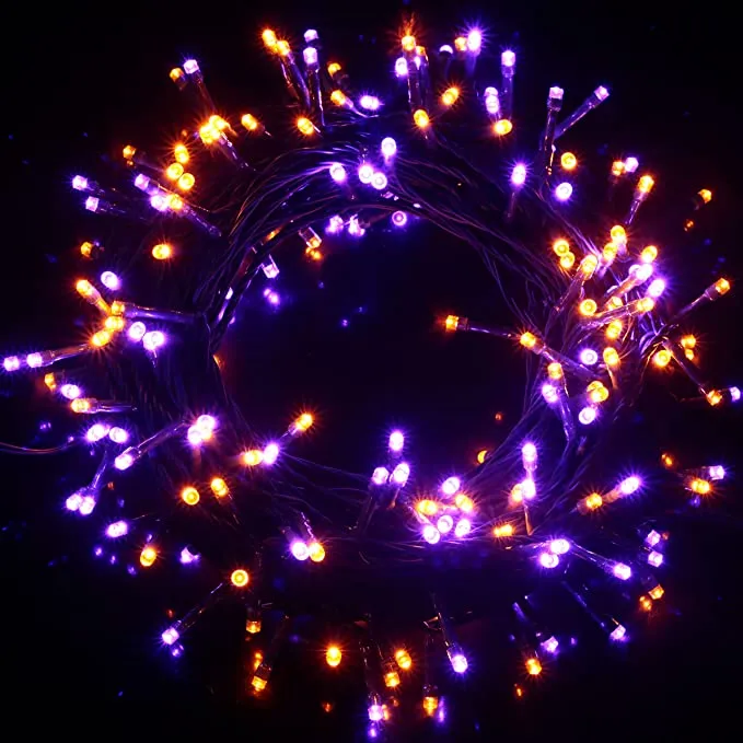 Joiedomi 300-Count Orange & Purple LED Mini String Lights, 8 Modes 108.6ft - Halloween Decorations