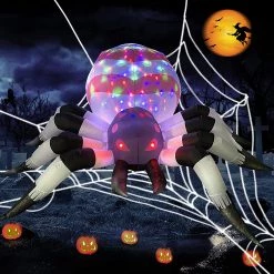 Joiedomi 6ft Inflatable Spider with LED Projection Light - Halloween Decorations