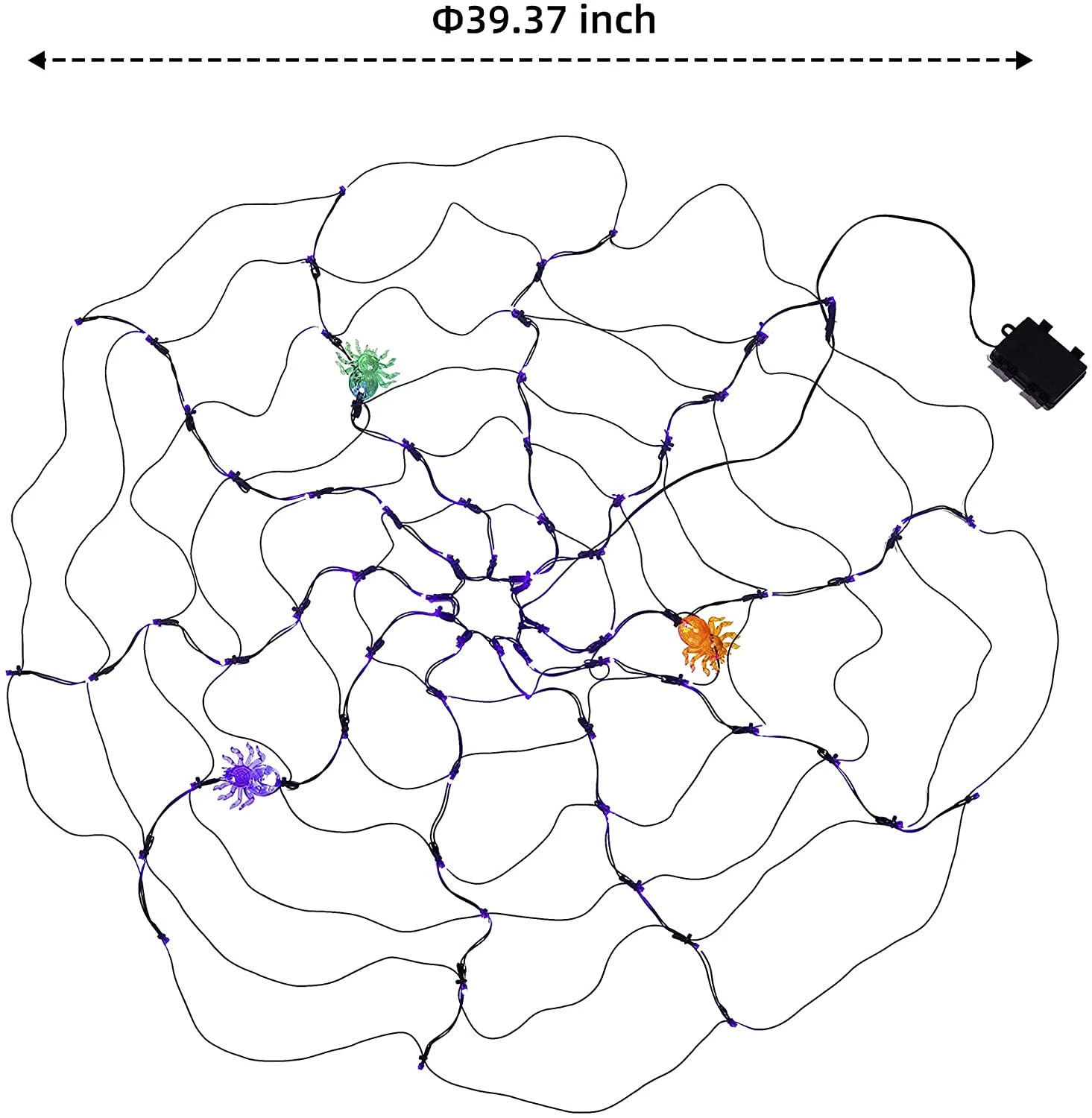 Joiedomi Spider Web Lights with 3 Lighted Spiders (Purple) - Halloween Decorations 3 Joiedomi Spider Web Lights with 3 Lighted Spiders (Purple) - Halloween Decorations - Image 3