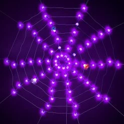 Joiedomi Spider Web Lights with 3 Lighted Spiders (Purple) - Halloween Decorations 15 Joiedomi Spider Web Lights with 3 Lighted Spiders (Purple) - Halloween Decorations -Spooky Home Decor 30758 8