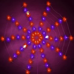 Joiedomi Spider Web Lights with 3 Lighted Spiders (Orange & Purple) - Halloween Decorations -Spooky Home Decor 30759 8