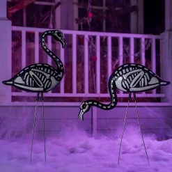 Joiedomi 2Pcs Skeleton Flamingo Yard Stake - Halloween Decorations