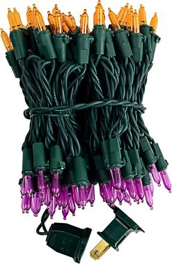Joiedomi 100 Purple and Orange LED Green Wire String Lights 26.25ft - Halloween Decorations -Spooky Home Decor 31113 6