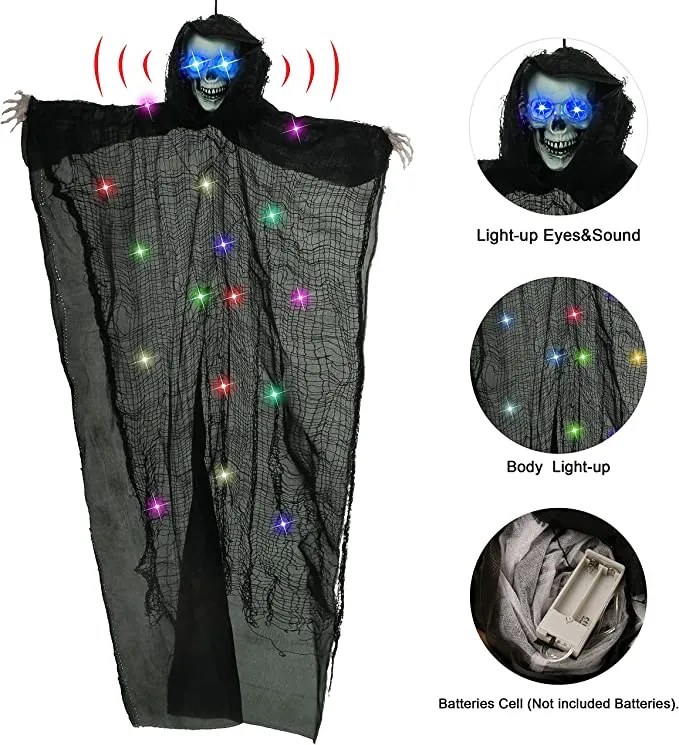 Joyin Light-up Hanging Grim Reaper 35in - Halloween Decorations 4 Joyin Light-up Hanging Grim Reaper 35in - Halloween Decorations - Image 4