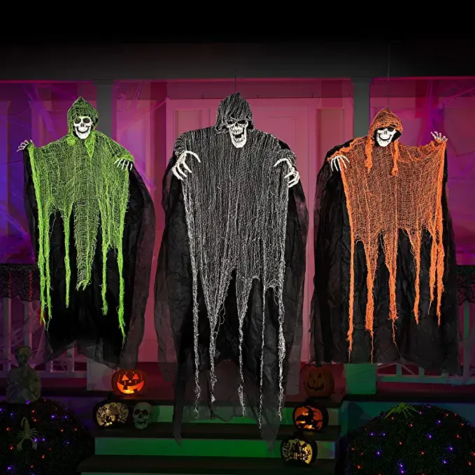 Joyin 3pcs Grim Reaper Decoration (1) 47in and (2) 35in - Halloween Decorations