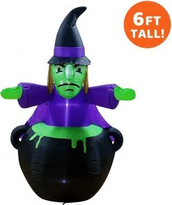 Joiedomi 6ft Halloween Inflatable Witch in Cauldron - Halloween Decorations -Spooky Home Decor 40 d583d89f d2e9 46fb a33a 34eca0d4ca0e