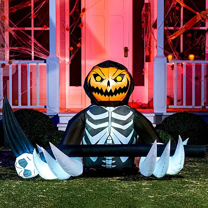 Joiedomi 4ft Halloween Inflatable Ground Breaker Pumpkin Reaper - Halloween Decorations