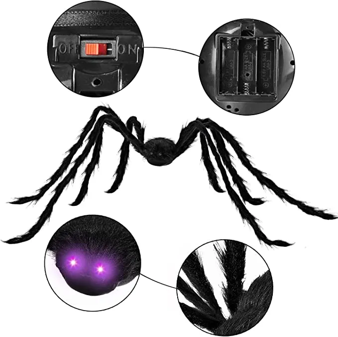 Joyin Light Up Hairy Spider with Purple LED Lights 5ft - Halloween Decorations