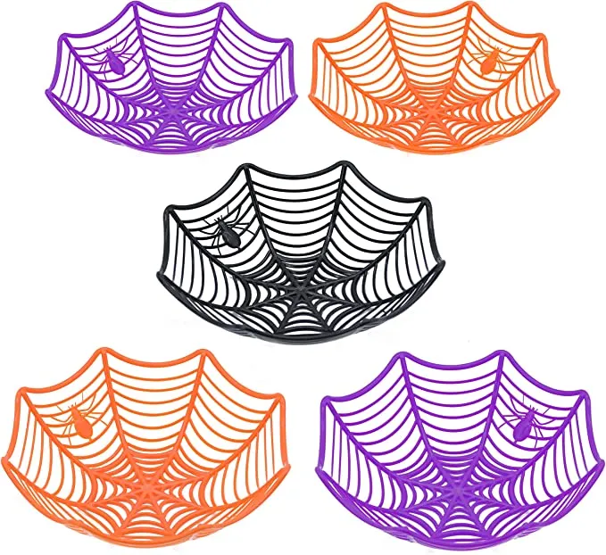 Spooky Home Decor 8 Spooky Home Decor -Spooky Home Decor 5 Halloween Spider Web Plastic Basket Bowls 6