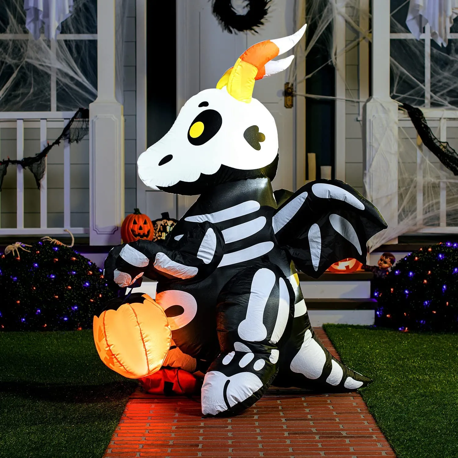 Joiedomi 5ft Halloween Inflatable Cute Skeleton Dragon - Halloween Decorations