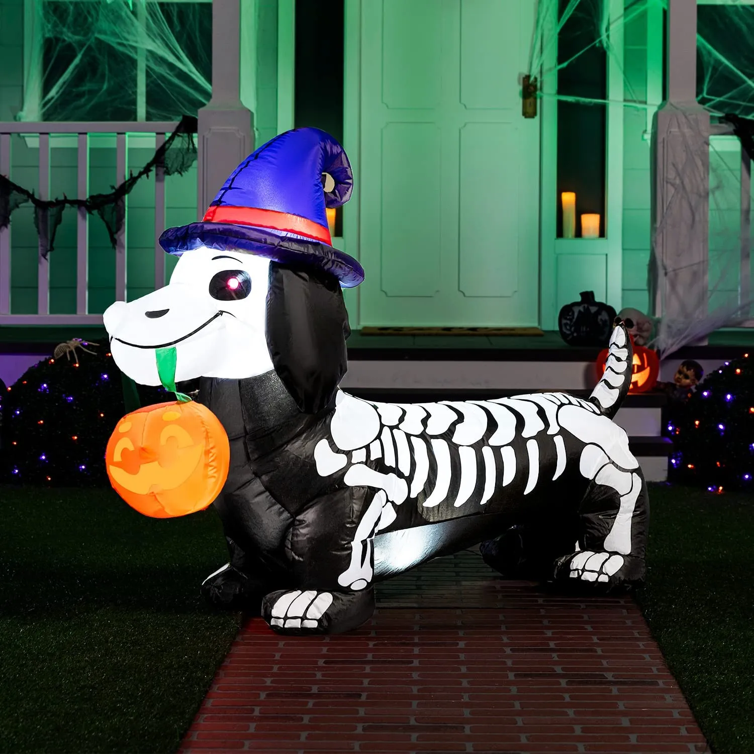 Joiedomi 5ft Inflatable Skeleton Wiener Dog Decoration - Halloween Decorations