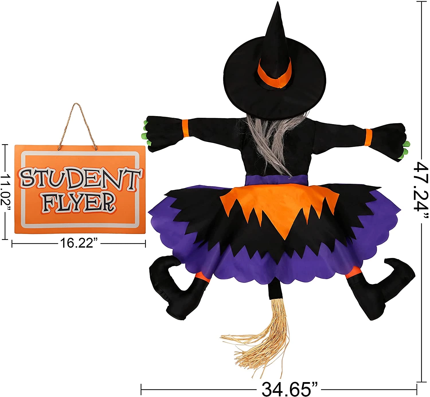 Joyin Crashing Witch Into Tree with Sign(Student Flyer) 47.2in - Halloween Decorations 6 Joyin Crashing Witch Into Tree with Sign(Student Flyer) 47.2in - Halloween Decorations - Image 6