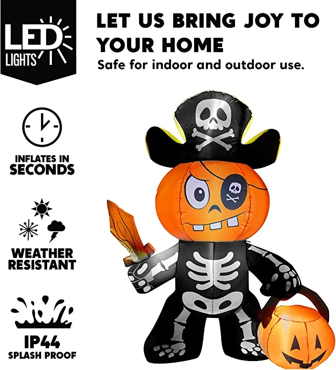 Joiedomi 5ft Halloween Inflatable Ghost Pumpkin Pirate - Halloween Decorations 3 Joiedomi 5ft Halloween Inflatable Ghost Pumpkin Pirate - Halloween Decorations - Image 3