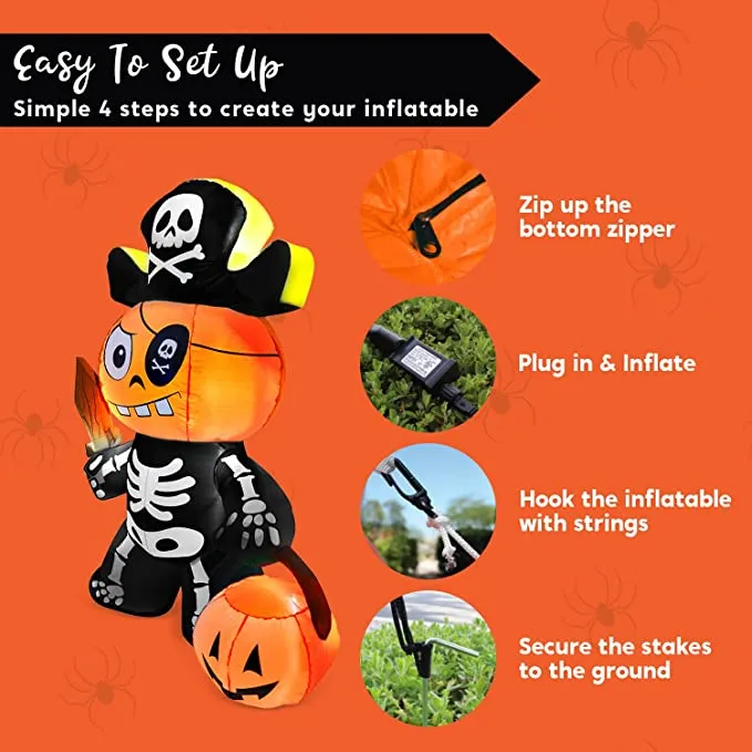 Joiedomi 5ft Halloween Inflatable Ghost Pumpkin Pirate - Halloween Decorations 7 Joiedomi 5ft Halloween Inflatable Ghost Pumpkin Pirate - Halloween Decorations - Image 7