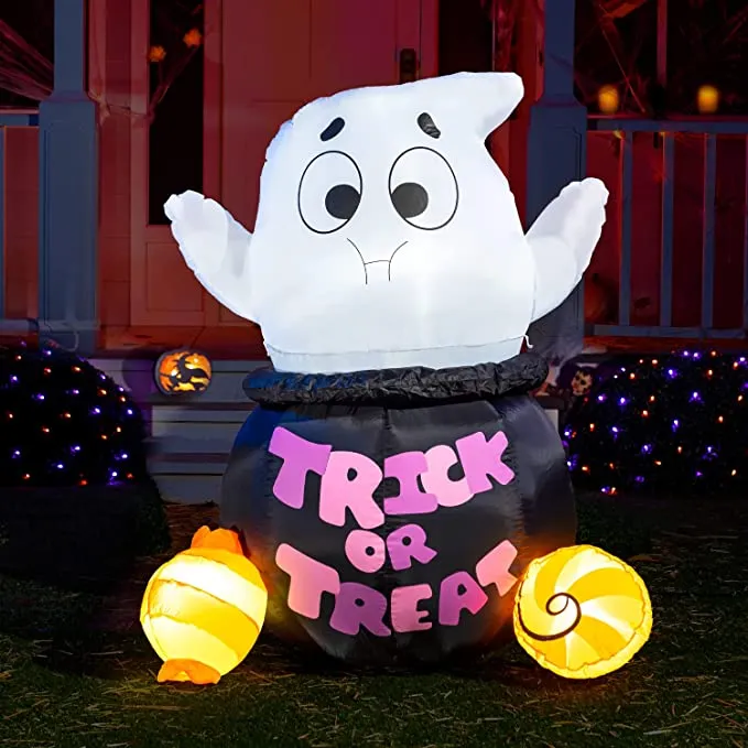 Joiedomi 5ft Halloween Inflatable Ghost Stuck in Cauldron - Halloween Decorations