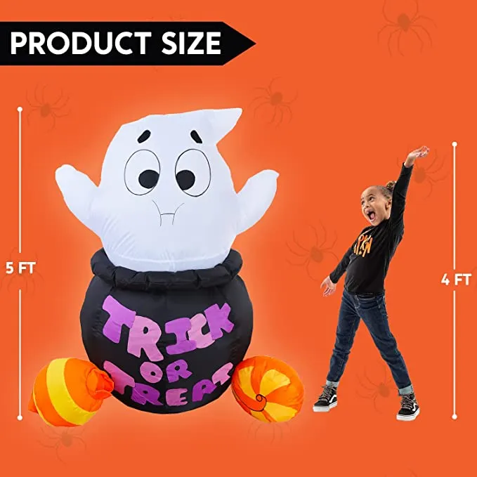 Joiedomi 5ft Halloween Inflatable Ghost Stuck in Cauldron - Halloween Decorations 5 Joiedomi 5ft Halloween Inflatable Ghost Stuck in Cauldron - Halloween Decorations - Image 5