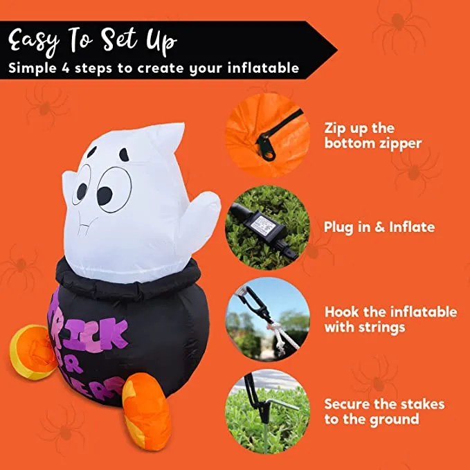 Joiedomi 5ft Halloween Inflatable Ghost Stuck in Cauldron - Halloween Decorations 7 Joiedomi 5ft Halloween Inflatable Ghost Stuck in Cauldron - Halloween Decorations - Image 7