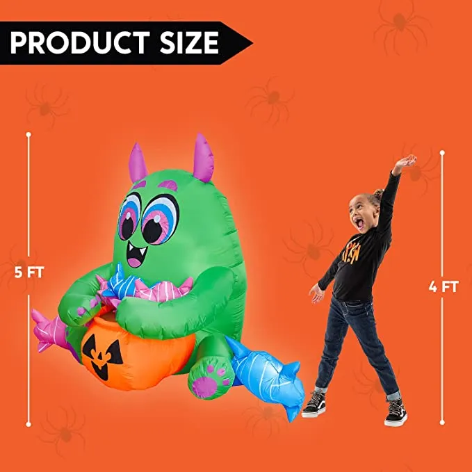 Joiedomi 5ft Halloween Inflatable Monster Candy - Halloween Decorations 5 Joiedomi 5ft Halloween Inflatable Monster Candy - Halloween Decorations - Image 5