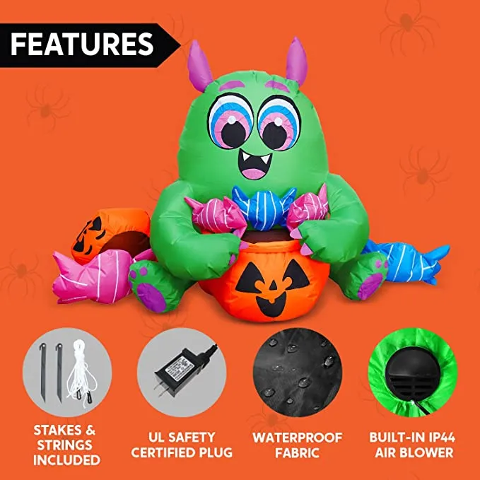Joiedomi 5ft Halloween Inflatable Monster Candy - Halloween Decorations 6 Joiedomi 5ft Halloween Inflatable Monster Candy - Halloween Decorations - Image 6