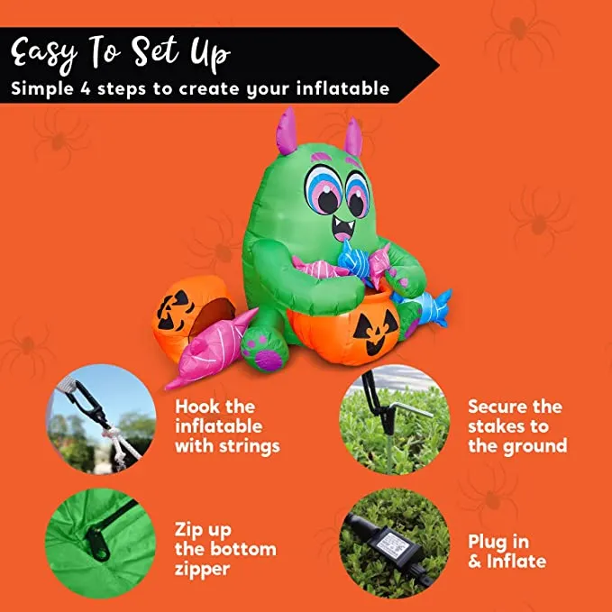 Joiedomi 5ft Halloween Inflatable Monster Candy - Halloween Decorations 7 Joiedomi 5ft Halloween Inflatable Monster Candy - Halloween Decorations - Image 7