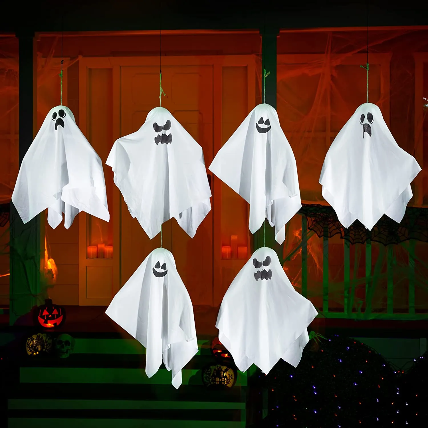 Joyin 6 PcsWhite Ghost (Mixed 3) 19in - Halloween Decorations